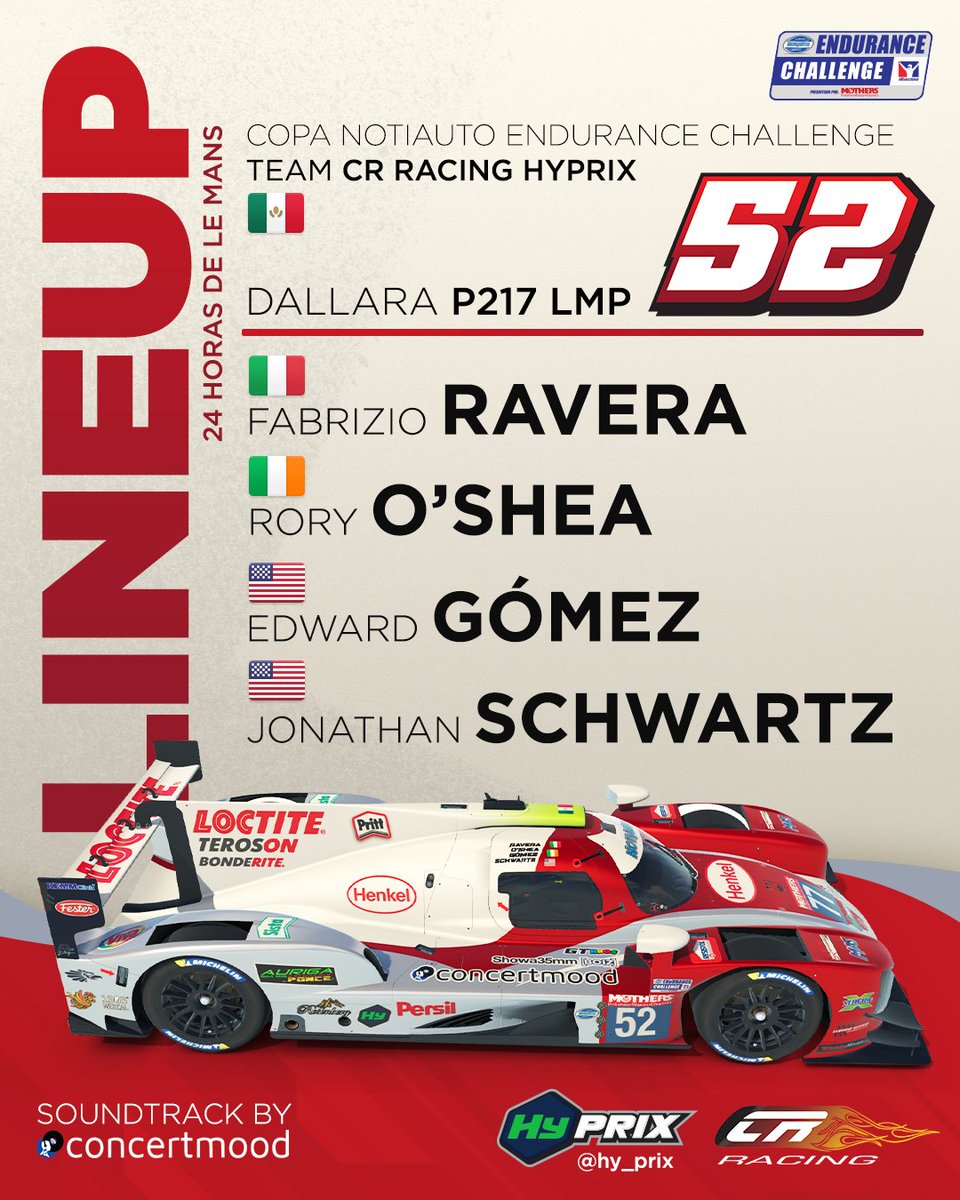 Lineup + Livery news!

Here is our lineup for this weekend's 24 Hours of Le Mans by @copanotiauto!

@roryos43 <a href="/WardezRacing/">Eddie Gomez</a> <a href="/Jonatha03514337/">Jonathan Schwartz</a> and <a href="/FabriRavera/">Iceman</a> will try to grab a second podium in a row and keep the lead of the team standings. 💪

#iracing #simracing #esports
