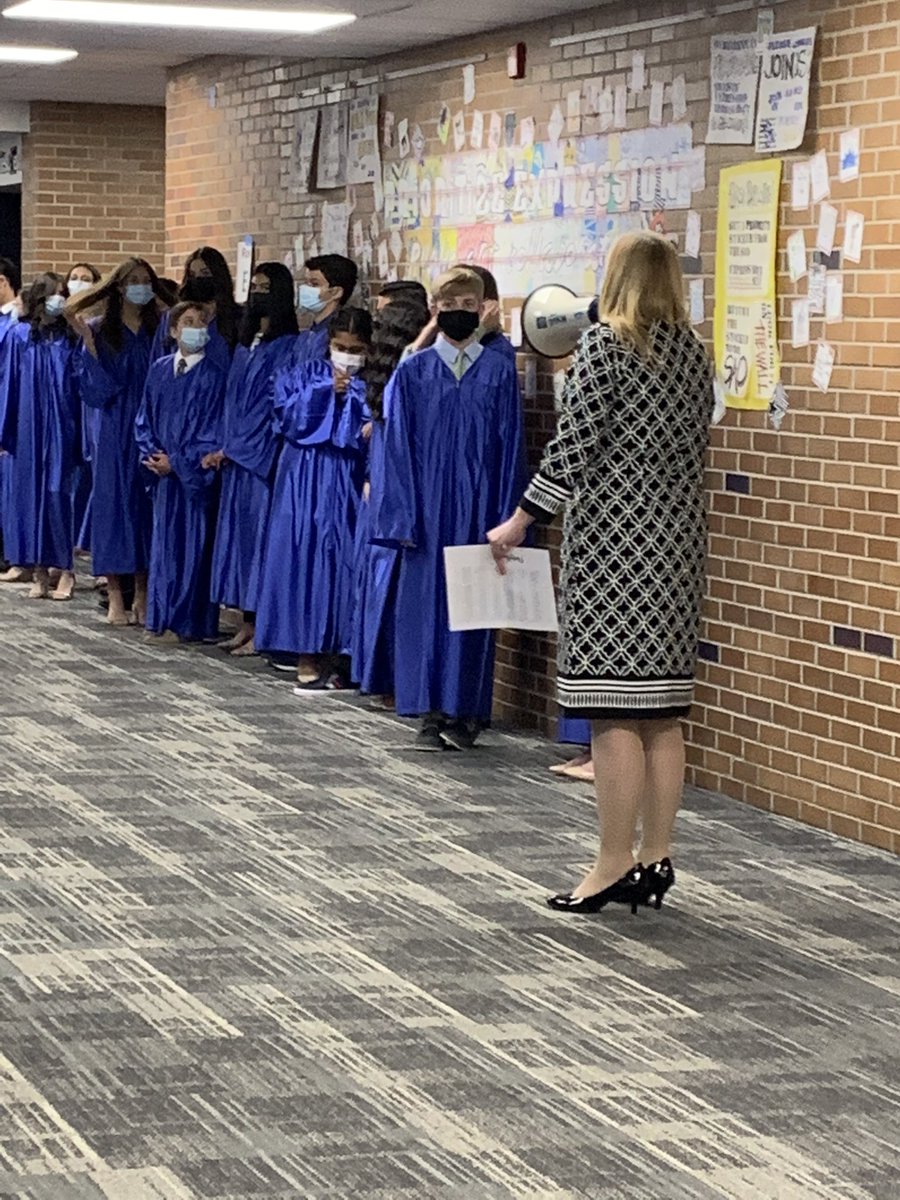 glenview34's tweet image. Ms. Thorne’s megaphone means it’s almost time for @AtteaSchool graduation, round 2. Get ready Galaxy! #WeAreD34
