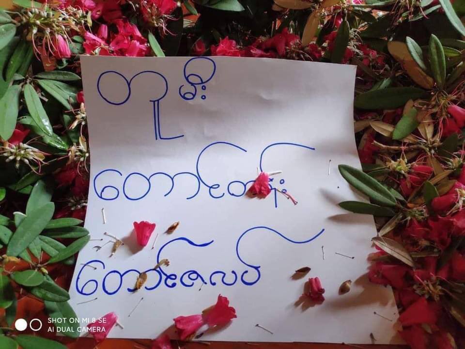 rachelsg4's tweet photo. Youths in Hakha staged a protest with their signature Taungzalap Flower 🌺 reminding to continue fighting till the end. #WhatsHappeningInMyanmar #May28coup https://t.co/50mR5xipsc