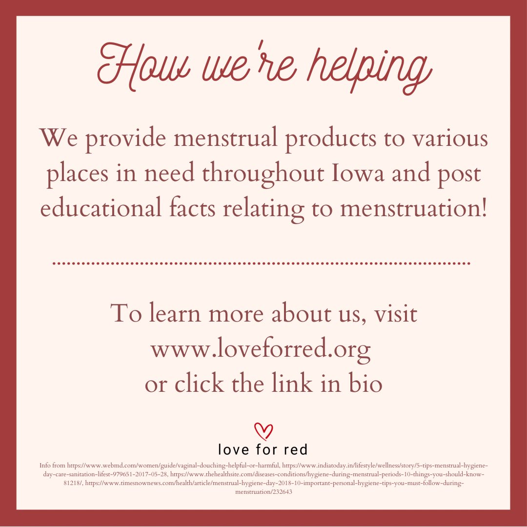 Happy Menstrual Hygiene Day!!

Menstrual hygiene is so important for overall health and dignity so we’ve provided some tips and ways we are helping!

To learn more about us visit loveforred.org

#menstrualhygieneday #menstrualhygieneday2021 #endperiodpoverty #donate