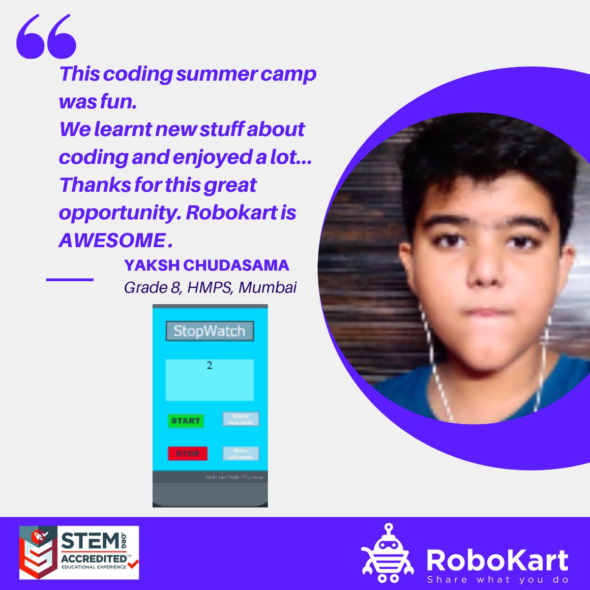 sgjani2190's tweet image. #SummerCamp #studentfeedback #robokart #robokartmakerspace #hmps #Mumbai #Coding #Robotics #tinkerfromhome