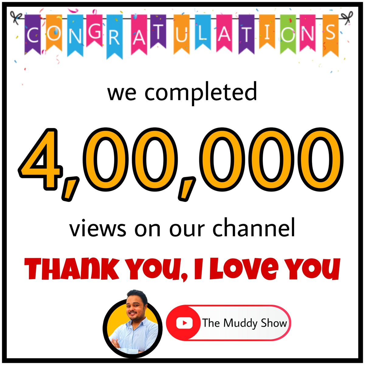 show_muddy's tweet photo. Thank you #subscribers for such an immense #love and #support to my #youtube channel. It is all you and you and you. Together, we will hit a million soon.
I love you
https://t.co/GdX4J3AIZz
#youtuber #youtubesubscribers #youtubers #youtubechannel #youtubeindia #youtubevideo https://t.co/2eQSp0xzRE