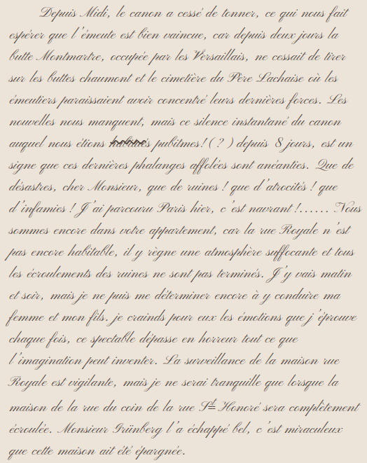 1870Paris's tweet photo. 28 Mai 1871:

"Depuis Midi, le canon a cessé de tonner, ce qui nous fait espérer que l’émeute est bien vaincue…"

https://t.co/aMYZ4TFyXB

#CommunedeParis https://t.co/wZXFHBstqG