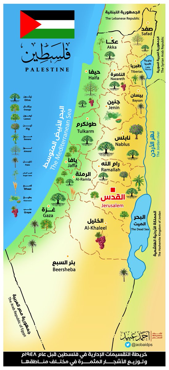 aobaidps's tweet image. تم الانتهاء من رسم خريطة #فلسطين بتقسيماتها الإدارية قبل نكبة عام 1948م بالإضافة لتوزيع الأشجار المثمرة في كافة المناطق باللغتين العربية والإنجليزية. 
الخريطة متاحة بدقة عالية في الأسفل⬇️
#Palestine
#SaveSheikhJarrah 
#SaveSilwan 
#فلسطين_قضيتي 
#حي_الشيخ_جراح