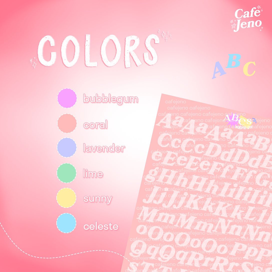 cafejenoph's tweet photo. a grand comeback! the favorite alphabet stickers is now back 🖍

we know how much you love the ABC stickers and now we’re back with two new volumes 🤍 

however, the new designs’ sizes are slightly bigger than the old 😣 https://t.co/xrUtGX5p8K