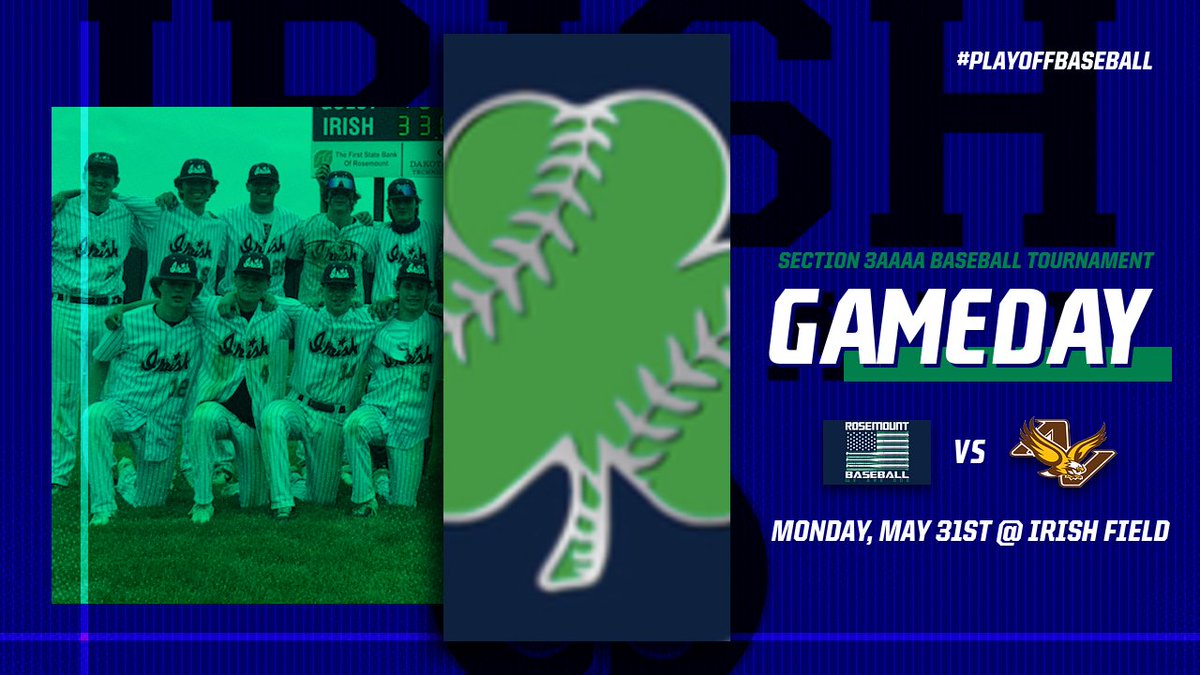 IrishBaseballMN's tweet photo. Playoff Baseball begins Monday when the #1 Seeded IRISH host the #8 seeded Apple Valley at 4:30! #WER1 #Playoffs #BlueCollarBaseball https://t.co/hUrW17Ntpp