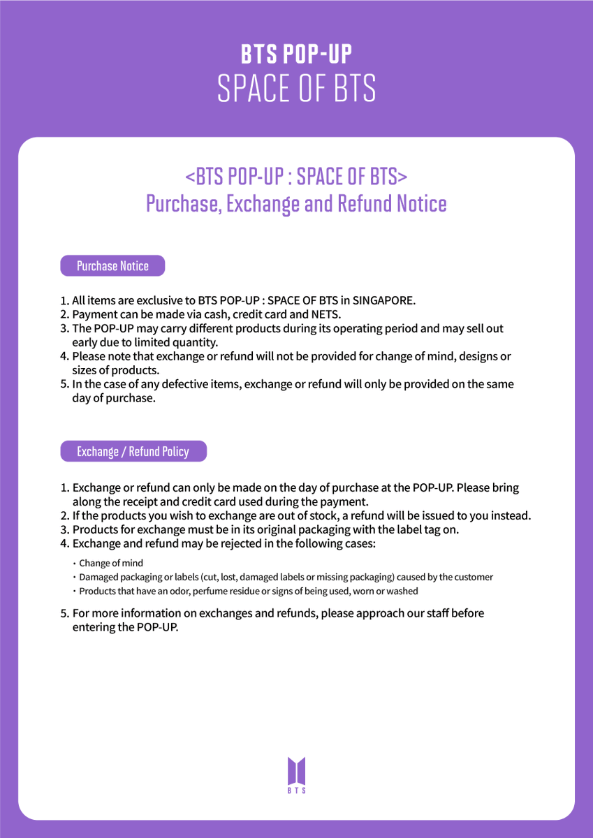 morningKall's tweet photo. [BTS POP-UP : SPACE OF BTS in SINGAPORE]

Hi Singapore, we are finally back! 💜
Check out information, admission &amp; purchase notice for BTS POP-UP : SPACE OF BTS in SINGAPORE.
We can’t wait to see you!

📆 28 May - 15 August 2021
📍 Funan, # 02-13

#BTS #SPACE_OF_BTS https://t.co/kkVhVIw5ro