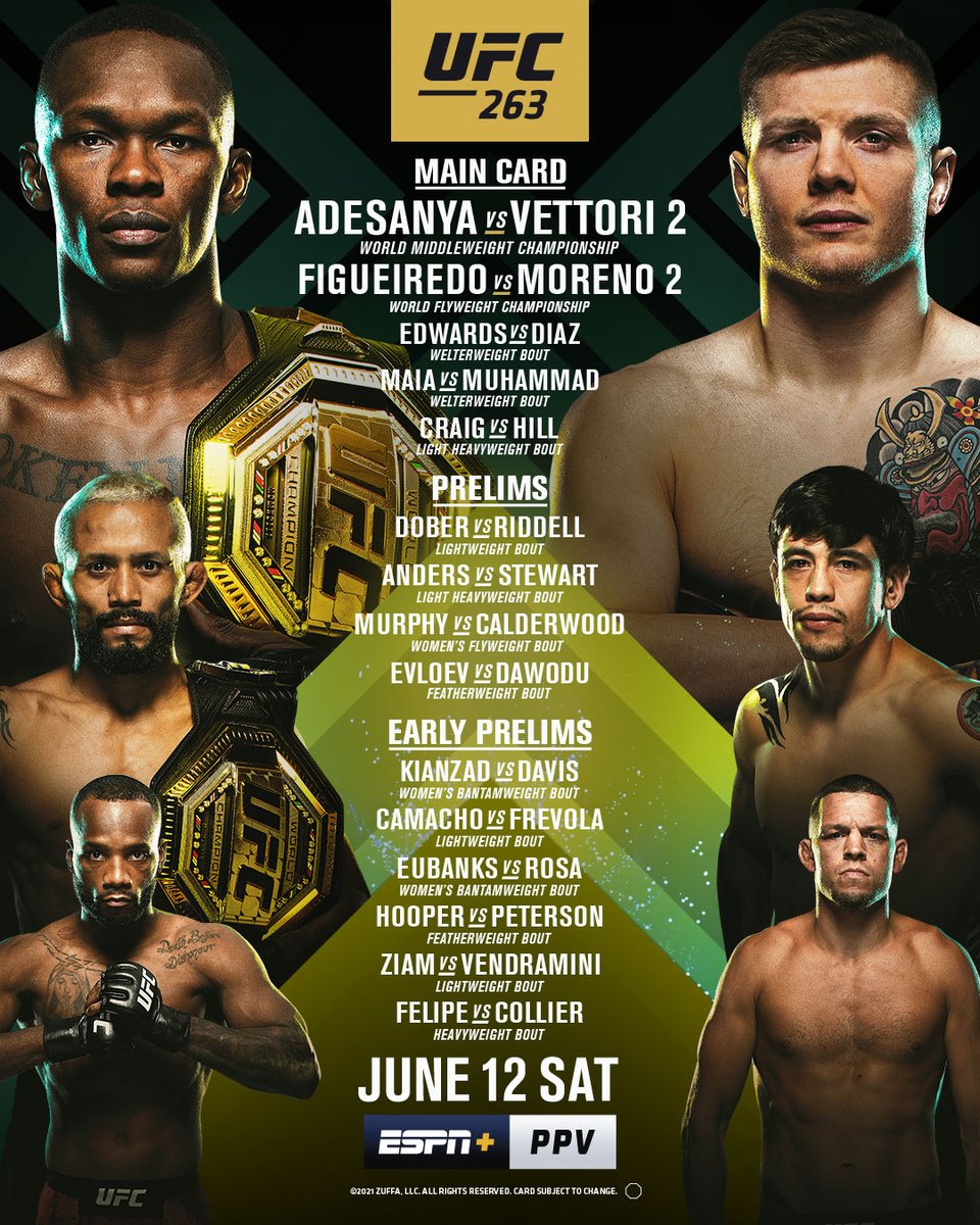 Ufc Your Ufc263 Line Up June 12 On Espn Ppv T Co Sqefihh1ev Twitter