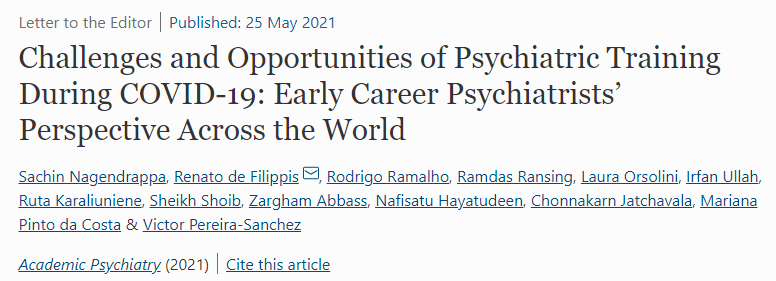 _RodrigoRamalho's tweet photo. Publ🚨: In this letter, we identify 5 areas of psychiatric training affected by #COVID19 worldwide. We also discuss the key roles played by #telementalhealth and #teleeducation (&amp; their value moving forward), and the need to ensure high-quality training
https://t.co/tAMHgtxm99 https://t.co/U3GSSP7nIU