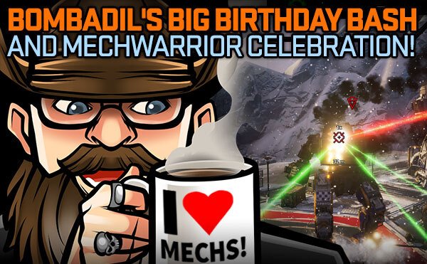 MechWarriorF2P's tweet photo. Bombadil's Big Birthday Bash and MechWarrior Celebration starts tonight at midnight PDT (7am UTC) and lasts for 4 days through Monday, May 31st at midnight PDT! 100 #MWO Bounty Targets with MC Bounty Prizes and #MW5Mercs Steam key giveaways! For more info https://t.co/iItBgz957I https://t.co/FbXouF37oy