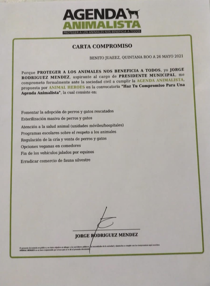 Soy aspirante a un cargo público en las elecciones del 6 de junio y ya firmé Mi Compromiso por una #AgendaAnimalista 

Tú también puedes hacerlo en ctt.ec/bjXzJ+ 

#HazTuCompromiso #VotoAnimalista