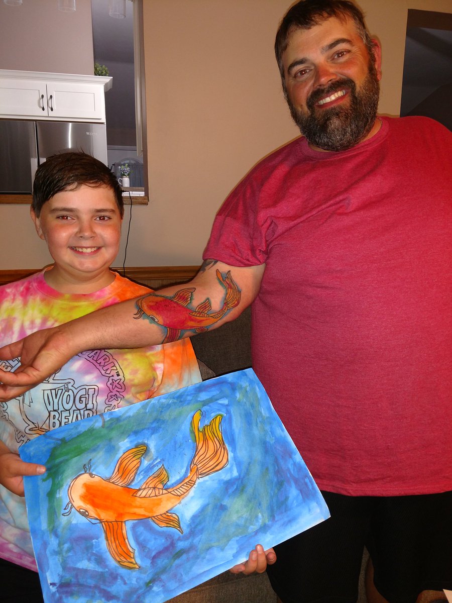 Ami McRitchie (@mcritchie_ami) on Twitter photo This kiddo was super excited when dad saw his art work and asked if he could tattoo it on his arm. He also has the best art teacher in the world ๐ <a href="/SaraGrigger/">Sara Grigger LE Art</a> ! This kiddo was super excited when dad saw his art work and asked if he could tattoo it on his arm. He also has the best art teacher in the world ๐ <a href="/SaraGrigger/">Sara Grigger LE Art</a> !