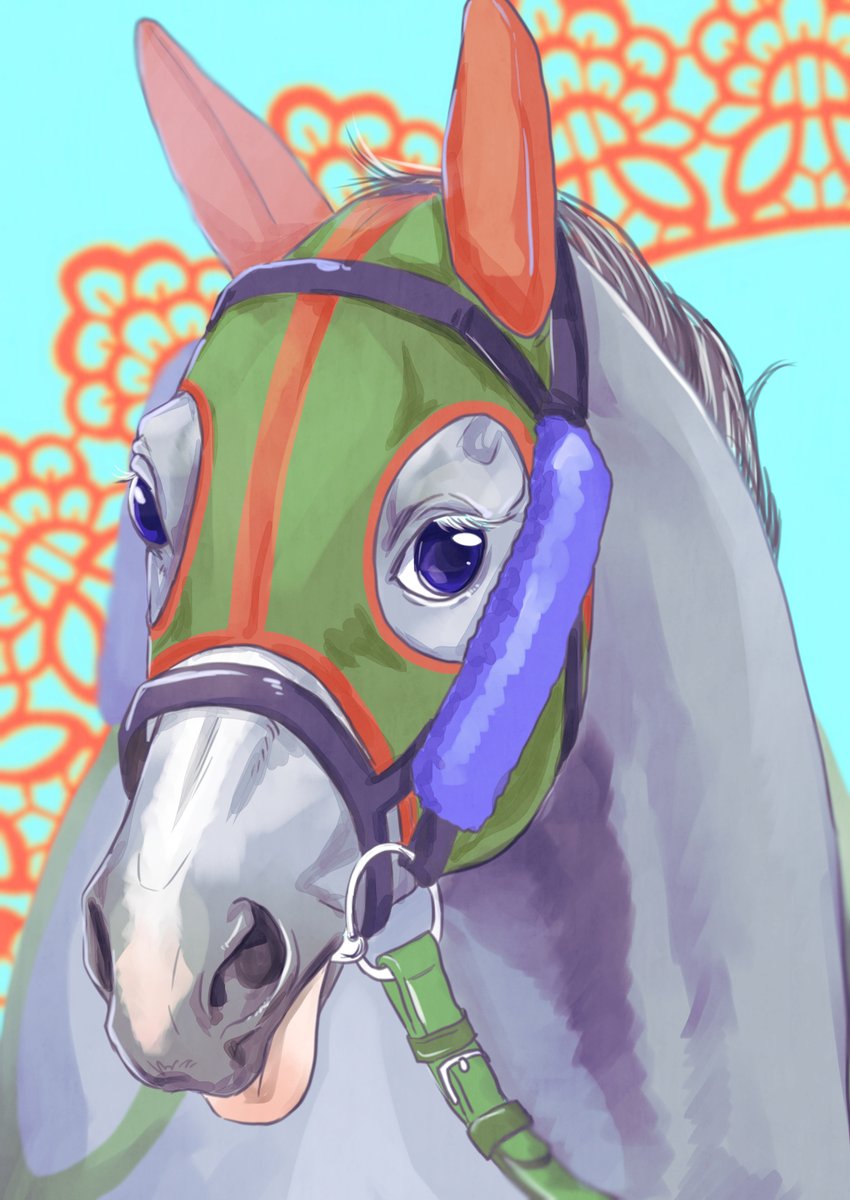 「推し厩舎(相澤厩舎)は牝馬ちゃんも可愛いので
練習絵は推し厩舎で
エドノフェリー」|高草木こぶ（創作漫画通販中）のイラスト