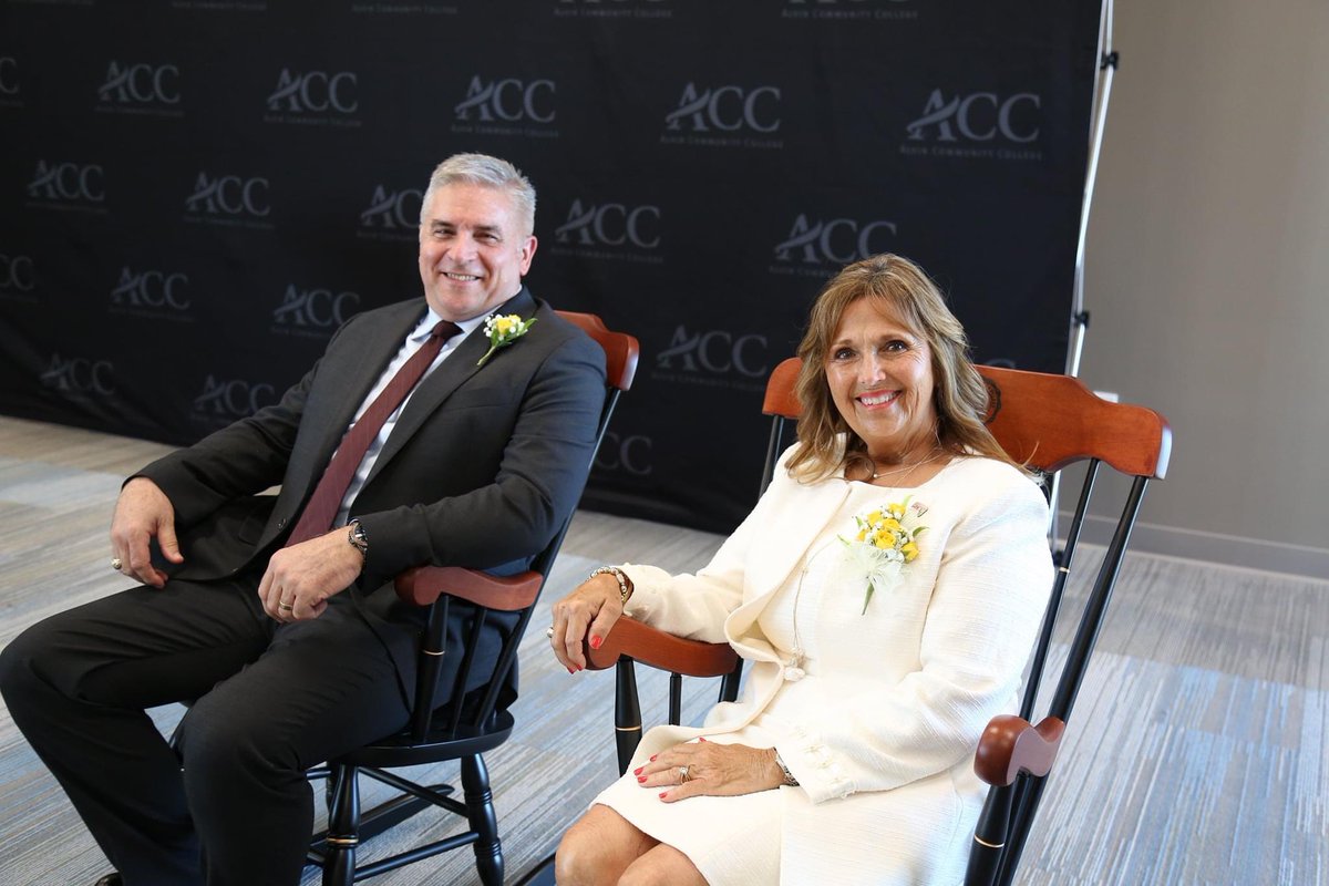AlvinCollege's tweet photo. Thank you Cheryl Knape and Mike Pyburn, former regents for ACC! The college hosted a reception to honor their service today at the newly renovated Nolan Ryan Center. https://t.co/d7DfWnZL6y