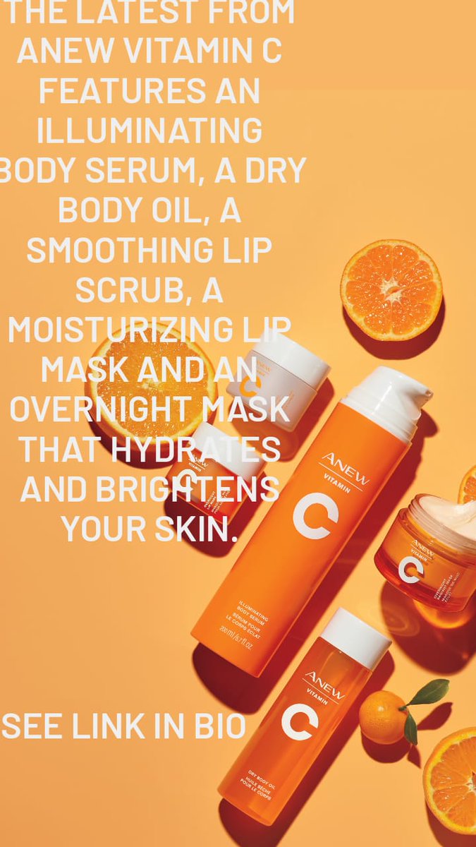 BGsbeautycare's tweet photo. Anew Vitamin C features an illuminating body serum, a dry body oil, a smoothing lip scrub, a moisturizing lip mask and an overnight mask.
https://t.co/iv311YeKCE
#avon #vitaminc #illuminating #bodyserum #drybodyoil #lipscrub #lipmask #overnightmask #anew
#brigittesbeautycare https://t.co/A6BIWHKRYM