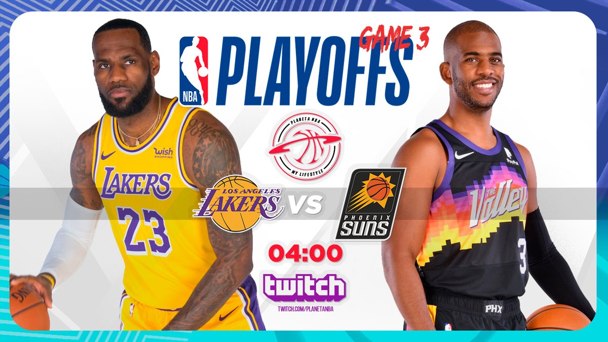 PlanetaNBA's tweet photo. EMPEZAMOS en DIRECTO con #LosDirectosDePlaneta 

Los Angeles Lakers - Phoenix Suns G3
#LakeShow  #WeAreTheValley 

#Venirse #NBA  #NBAPlayoffs #NBAPlayoffs2021 #NBAPlayoff 

https://t.co/pfIelg8SuZ https://t.co/VDq4yOEiF8