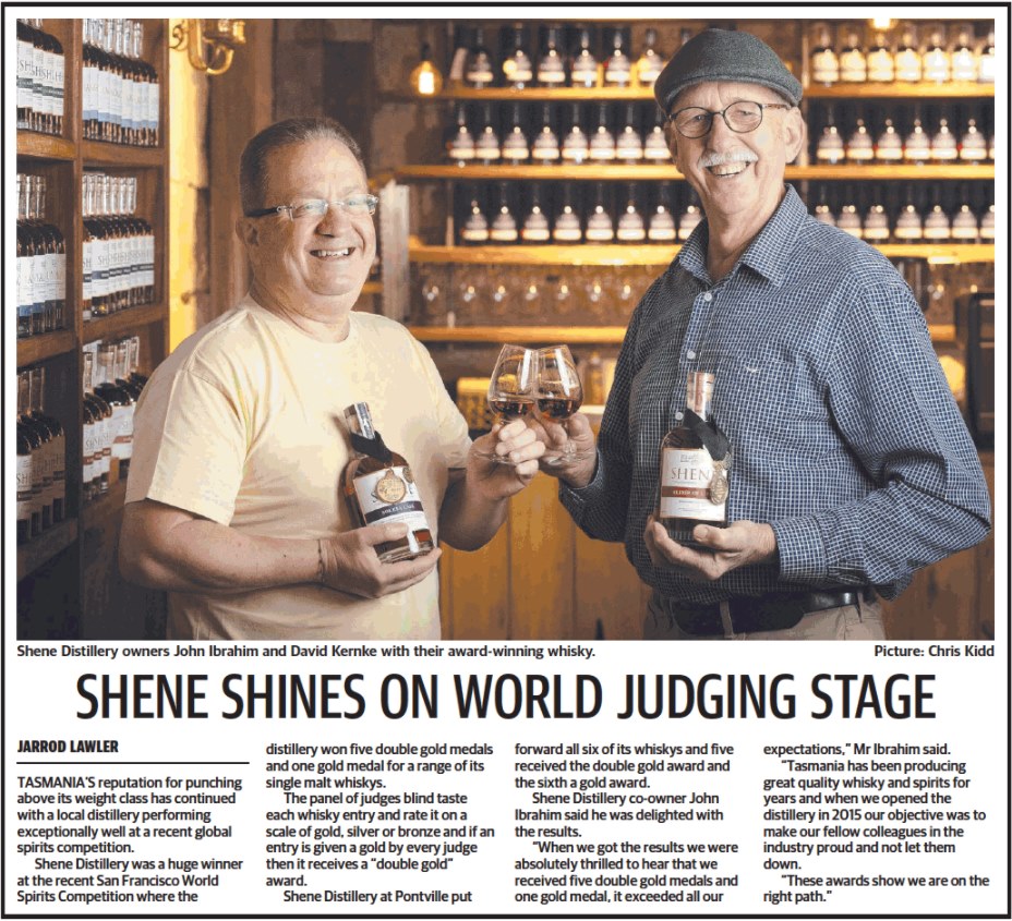 Thank you to the The Mercury Newspaper for featuring our recent Shene whisky’s five Double Gold medal and one Gold medal wins at this year’s SFWSC! These wins are immensely noteworthy to our team as it shows we are on the right track.
#singlemalt #Whisky