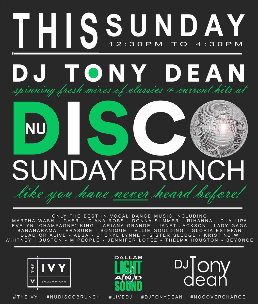 DLSDesEvents's tweet photo. Sunday @TheIvyTavern is going to be off the hook with the best voices in classic and current dance music on the decks from #djtonydean ... Please join us. #nocovercharge. #djtonydean https://t.co/g05cFVAqF0