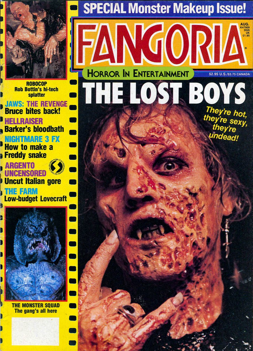 EugWSerra's tweet photo. On July 31, 1987, THE LOST BOYS was released! #TheLostBoys #CoreyHaim #JasonPatric #JamiGertz #KieferSutherland #CoreyFeldman #JamisonNewlander #BillyWirth #BrookeMcCarter #AlexanderWinter #ChanceMichaelCorbitt #DianneWiest #EdwardHerrmann #BarnardHughes #Fangoria66 https://t.co/6r5kXN03Hl
