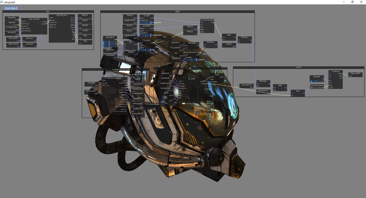 xzrunner's tweet image. Working on pbrgraph, a node based pbr editor. Referenced from #learnopengl by @JoeyDeVriez
, glTF Sample Viewer @glTF3D and #filament