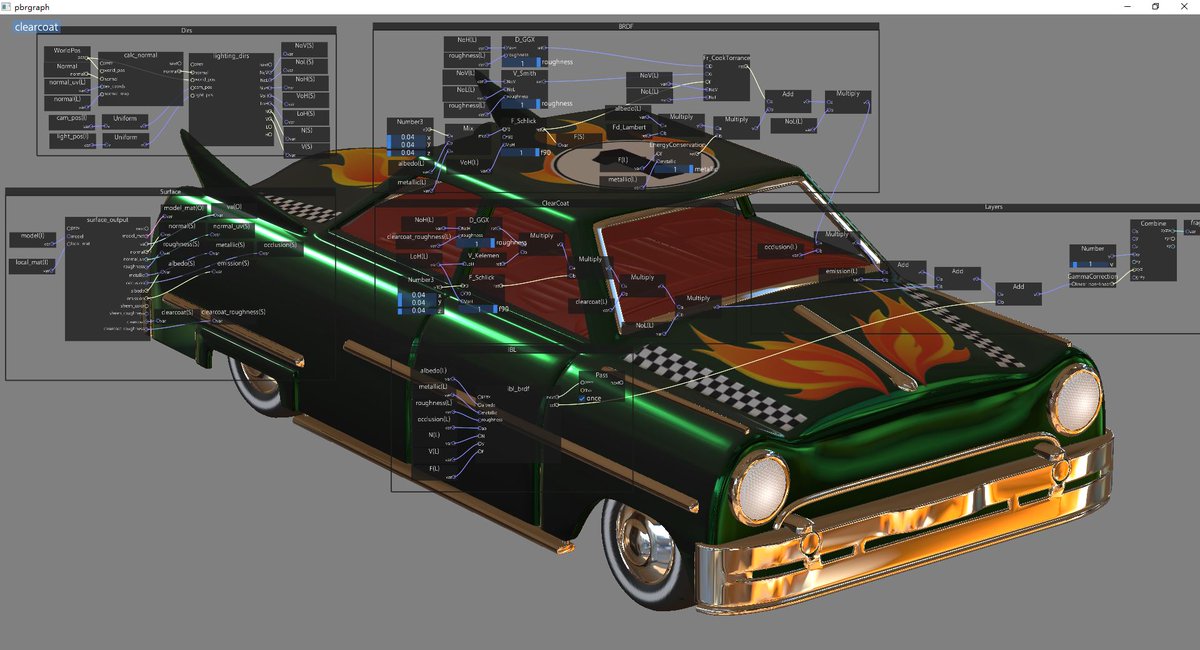 xzrunner's tweet image. Working on pbrgraph, a node based pbr editor. Referenced from #learnopengl by @JoeyDeVriez
, glTF Sample Viewer @glTF3D and #filament