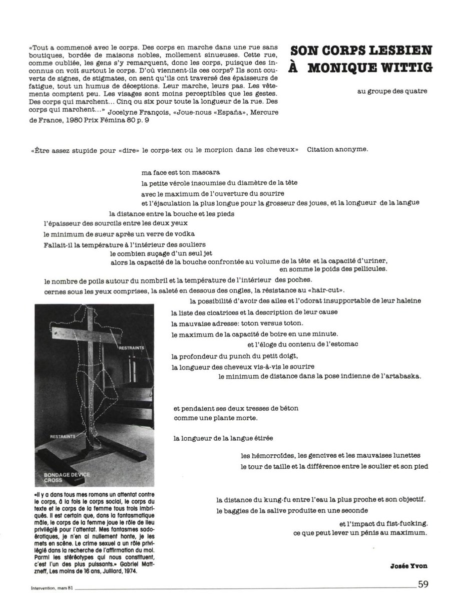 DenisVanier's tweet photo. Y’a 40 ans, ce poème peu connu de Denis Vanier. Mai 1981, revue Intervention, thème «Épidémie de corps»

Josée Yvon y signe aussi un texte. https://t.co/8sd7Xcrrdi