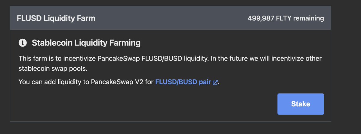 FluityFinance's tweet photo. Our incentivized #PancakeSwap FLUSD-BUSD pool is now live!
500,000 $FLTY for $FLUSD / $BUSD LP incentive for one month.
Visit our farm page https://t.co/N1Nw6tNVuO to get started.
#Fluity #DeFi #FLUSD #BUSD https://t.co/BlkVHUxCUo