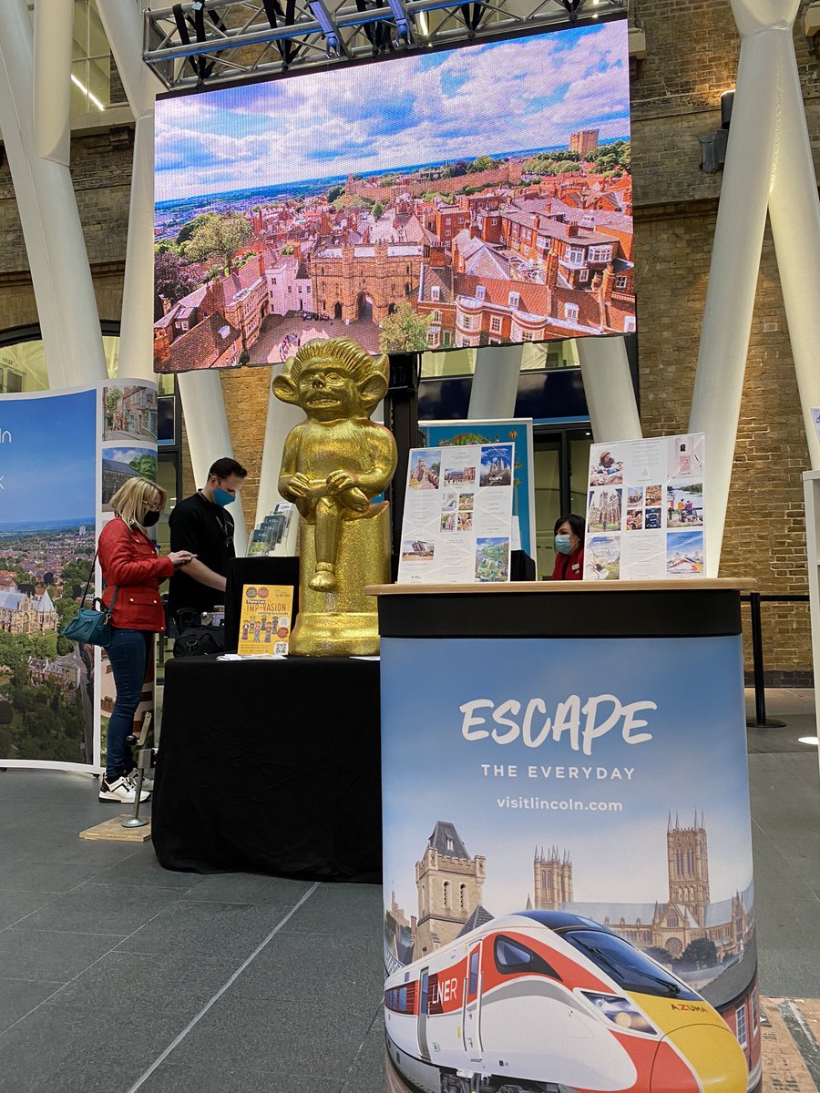Our rail campaign starts today in Kings Cross. Media, TV, City Break Competitions &amp; so much more lined up over the next two days to generate engagement &amp; demand for Lincolnshire’s visitor economy as lockdown eases. With thanks to <a href="/Lincoln_BIG/">Lincoln BIG</a> &amp; sponsors of the @LincImpTrail
