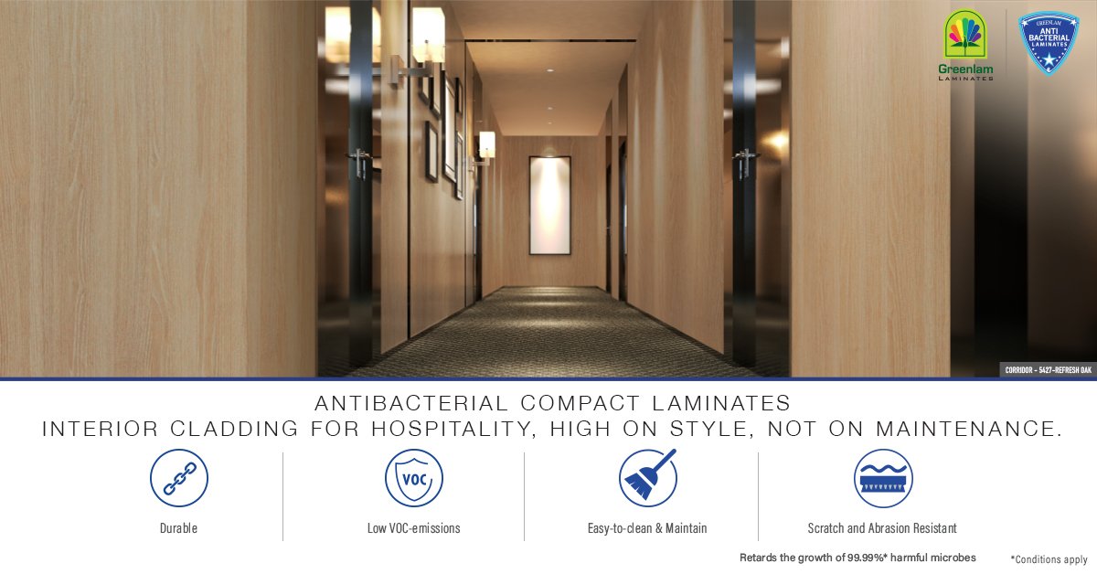 #Greenlam #laminates help you in maintaining safety & hygiene of your hospitality buildings with our innovative laminate solution. We help in #BuildingASaferWorld, by providing ultra-durable #antibacterial Laminates
More: greenlam.com
#healthandsafety #healthcarespaces