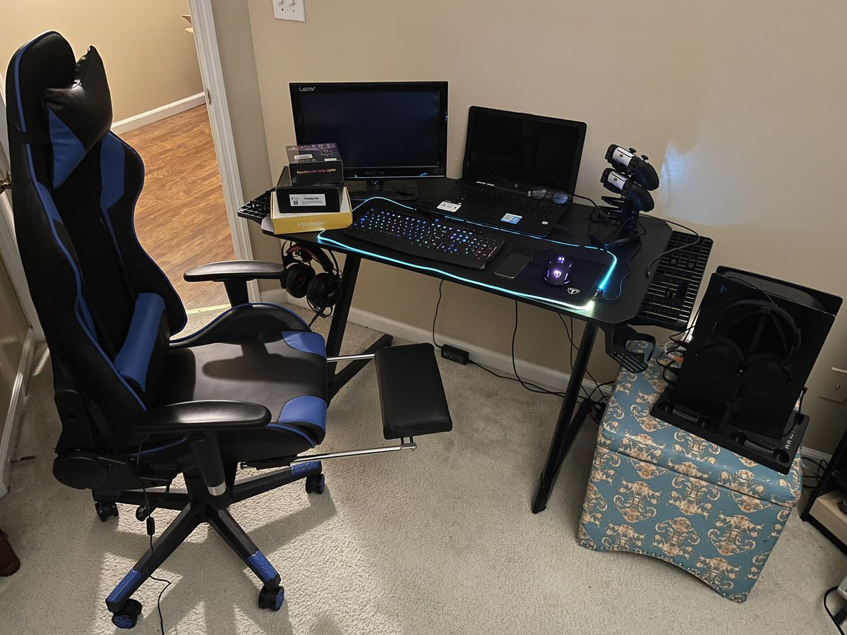 BrillGentleman's tweet photo. I honestly don’t know why I spend all of this money on a gaming room when I never game anymore. I blame it all on @Serious85 for having cool colors on his stream and @Joycy91 for utilizing those cool colors! 🤣 https://t.co/kYQfiRgQKg
