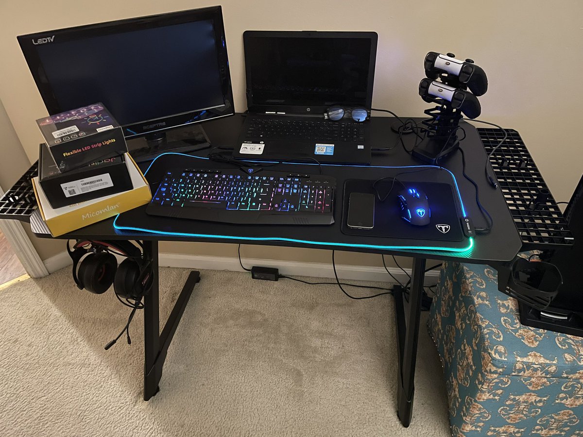 BrillGentleman's tweet photo. I honestly don’t know why I spend all of this money on a gaming room when I never game anymore. I blame it all on @Serious85 for having cool colors on his stream and @Joycy91 for utilizing those cool colors! 🤣 https://t.co/kYQfiRgQKg