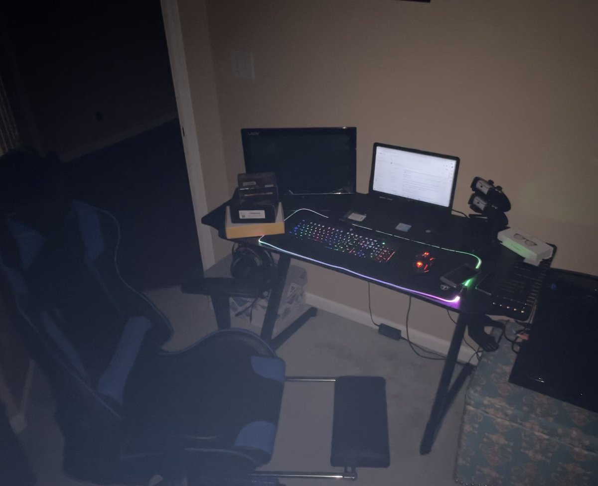 BrillGentleman's tweet photo. I honestly don’t know why I spend all of this money on a gaming room when I never game anymore. I blame it all on @Serious85 for having cool colors on his stream and @Joycy91 for utilizing those cool colors! 🤣 https://t.co/kYQfiRgQKg