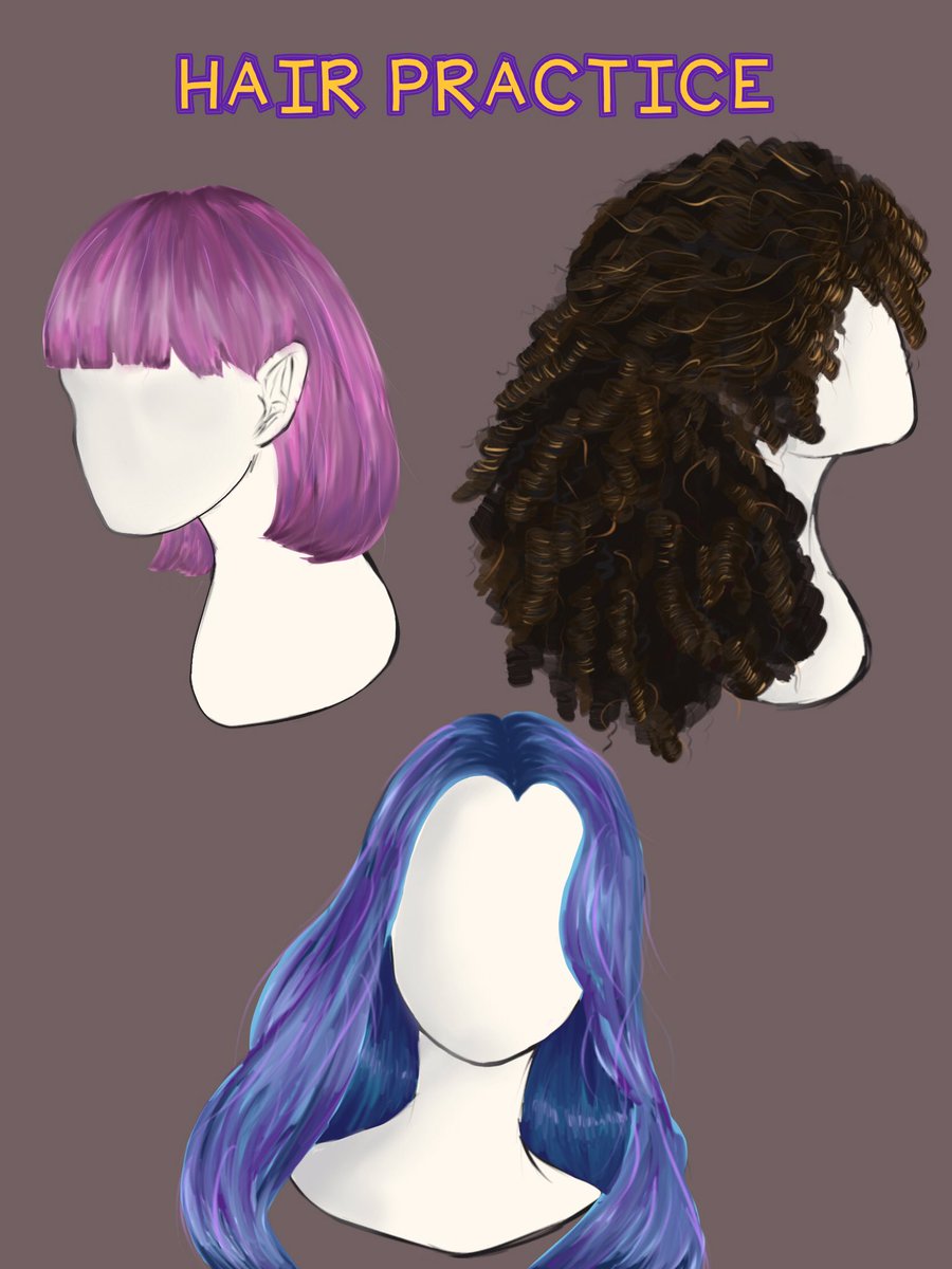Briezeee's tweet photo. Hair practice! I am so very proud of the rendering! Got any tips for improvement? 

#hair #curly #straight #semicurly #colorful #practice #painting #docmyart #digiart #yes #imstillbadathashtags https://t.co/LtwVQNZWqM