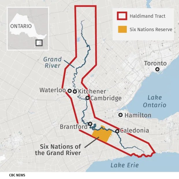 Six Nations Of The Grand River Map Tom Wilson Artwork On Twitter: "The Haldimand Tract Was Granted To # Sixnations Of The #Grandriver In 1784 For Allying With The British During  The #American Revolution. The Land Ran 10 Kilometres On