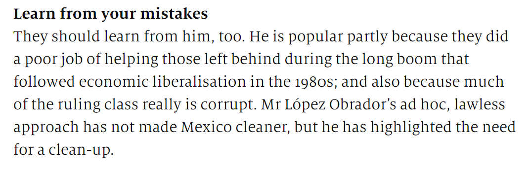 ManriqueGonza's tweet photo. The Economist sobre AMLO. Aplica también para estas elecciones https://t.co/evBM0swkVJ