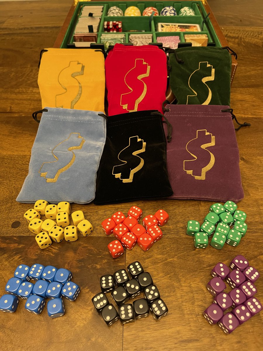 TryRollingSolo's tweet photo. #LordsOfVegas from @LoneSharkGames is a fav game of mine to play with others. I swapped out the dice for some Chessex Translucent 16mm dice (which comes in perfect colours, quantity and fit inside the casino tiles). 🤩
#BoardGames #BoardGame #Gaming #Gamer #Games #Kickstarter https://t.co/oEE0A4PUHp