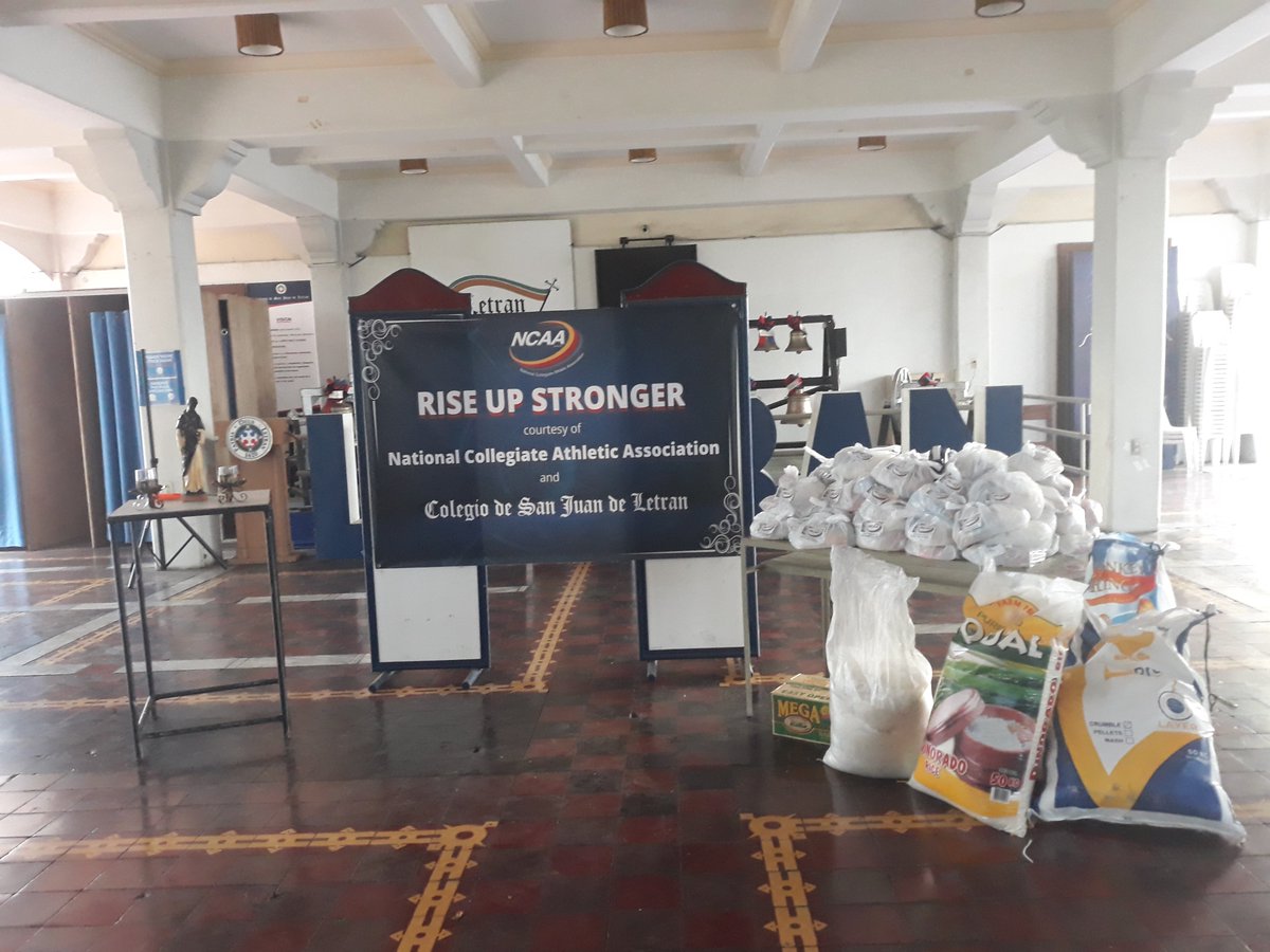 LetranOfficial's tweet photo. LOOK: The National Collegiate Athletic Association and the Colegio de San Juan de Letran provided food packs to Letran third-party (technicians, janitors, and security personnel) employees.

Salamat. Arriba. https://t.co/HGEPhoxjK0