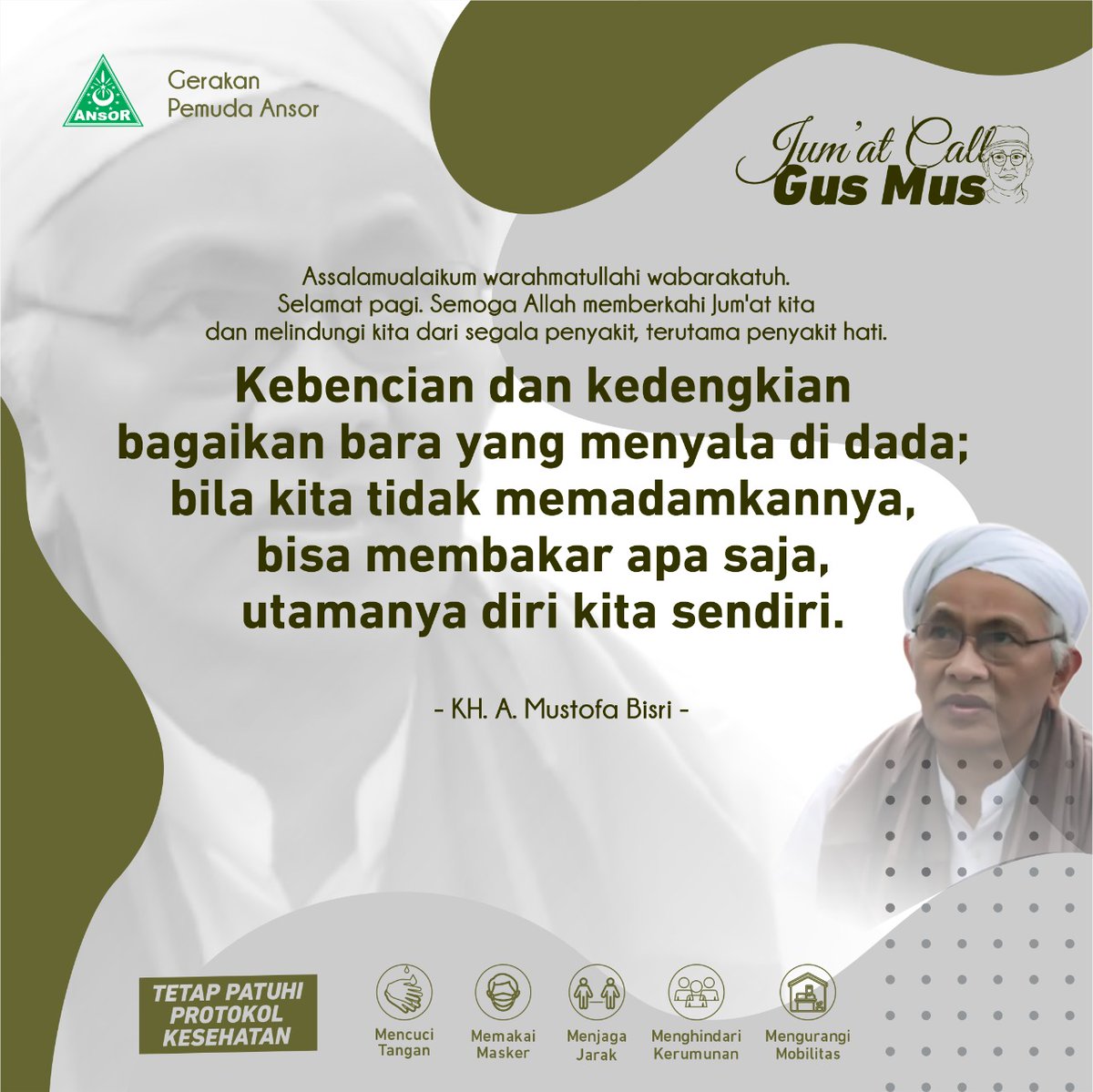 JUM'AT CALL: Kebencian dan kedengkian bagaikan bara yang menyala di dada; bila kita tidak memadamkannya, bisa membakar apa saja, utamanya diri kita sendiri.
Semoga Allah memberkahi Jum'at kita dan melindungi kita dari segala penyakit, terutama penyakit hati.
⚘