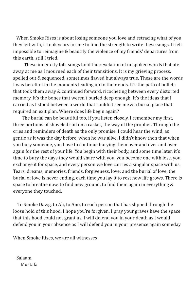 MustafaThePoet's tweet image. It took years to find the courage to choose this path, took years to say this; my debut project, When Smoke Rises, is out everywhere.

mustafa.ffm.to/when-smoke-ris…

@jamesblake @sampha @FrankDukes