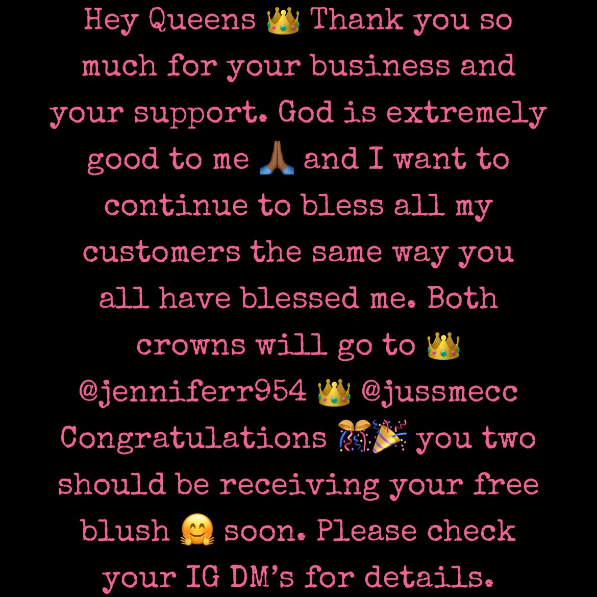 FAITHTUTORING's tweet photo. Congratulations Queens π€π€π€
I hope you both enjoy the blushes!
ππππππππβΊοΈππππ
#TakeControlQueens #InControlCosmetics #RealMakeupForRealPeople #BlackOwnedBusiness #lipgloss #blushes #lipsticks #glutenfree #veganfree #parabenfree https://t.co/ES6VGfmB5U https://t.co/J2QrszeCLN