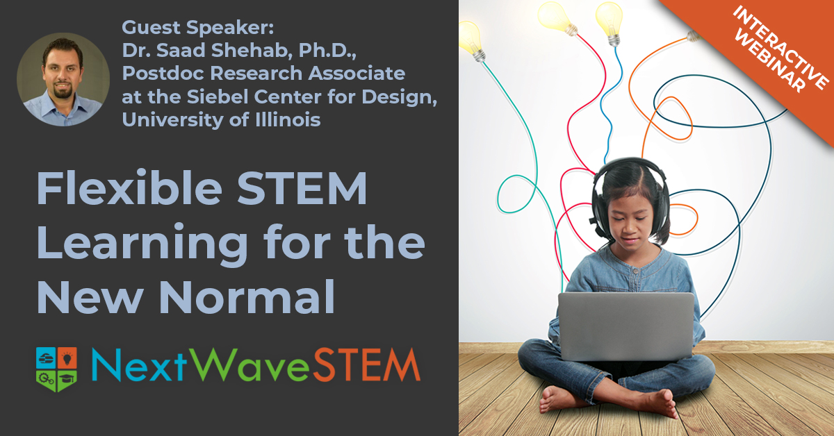 Please welcome Dr. Saad Shehab, Ph.D. from the Siebel Center for Design, U of I as guest speaker for our Tuesday PD session: Flexible STEM Learning. (bit.ly/3fSm50C)  <a href="/ChiPubSchools/">CPS - Chicago Public Schools</a> <a href="/NextwavestemC/">NextWaveSTEM Chicago</a> #Chicago <a href="/ChicagoTechEvnt/">Chicago Tech Events</a>