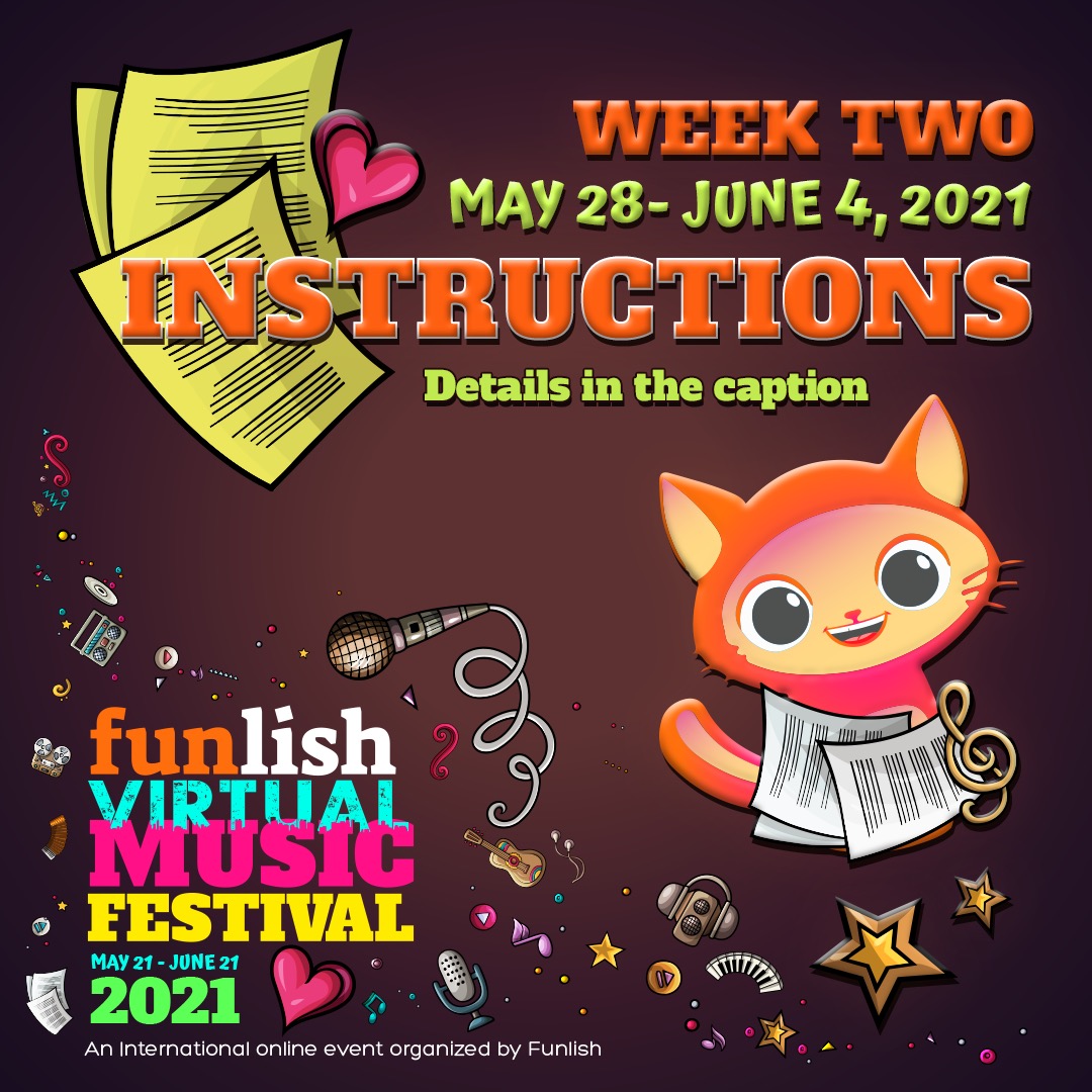 Instructions for week 2 (Choreographed Performances) of Funlish Virtual Music Festival have been published on Funlish - Fun With English Facebook page. 

Click here to see:-
facebook.com/21938240822233…

#funlish #funwithenglish #funlishvirtualmusicfestival #fvmf
