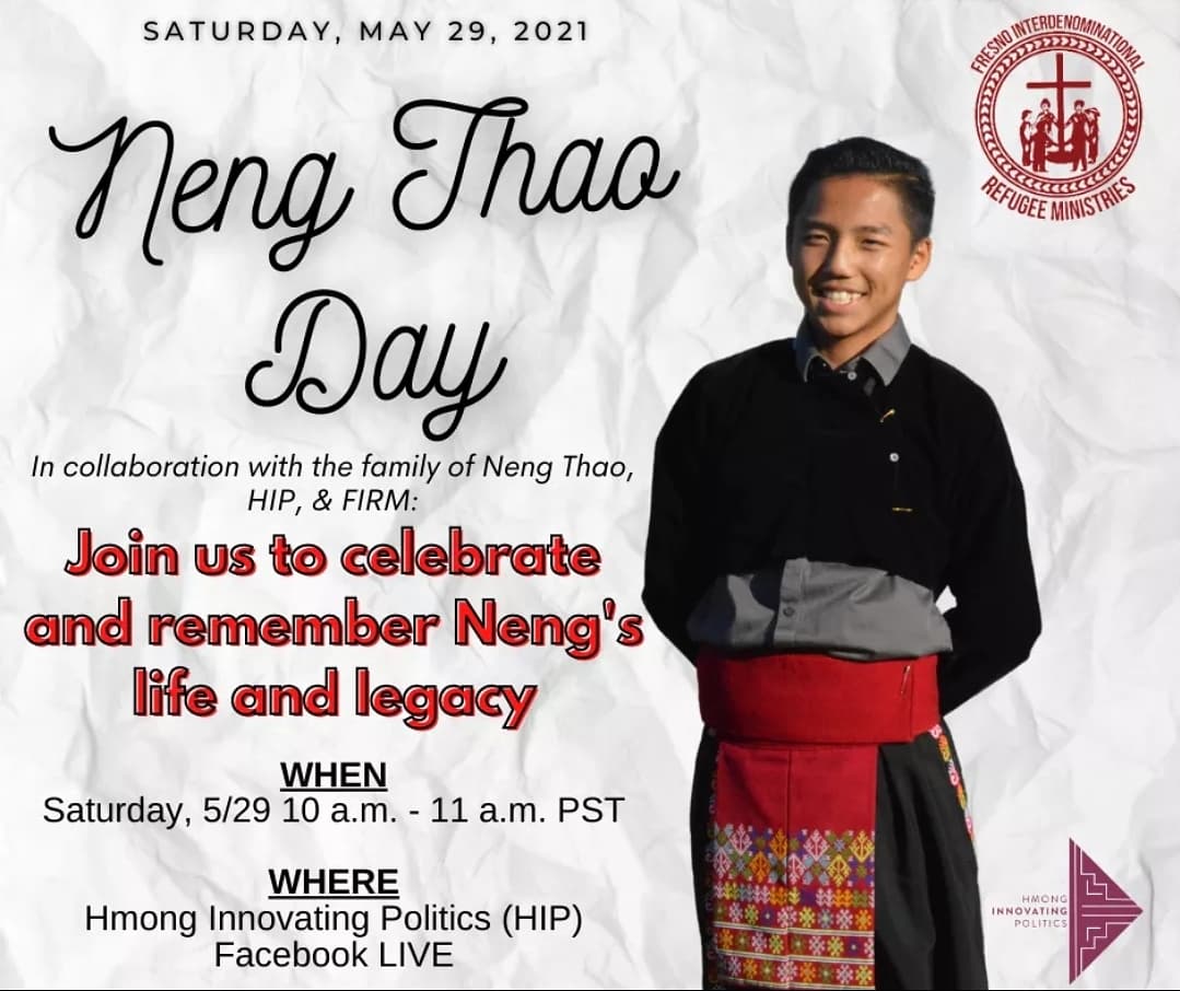 mykouchang's tweet photo. The City of Fresno declared in 2017 that May 29 would be celebrated as "Neng Thao Day." 

🌟 Join Neng's family &amp; Fresno Interdenominational Refugee Ministries (FIRM) this Saturday, May 29 at 10 am on Facebook LIVE to celebrate his life &amp; memory.

#Edisontigers https://t.co/2OzYVN5sLa