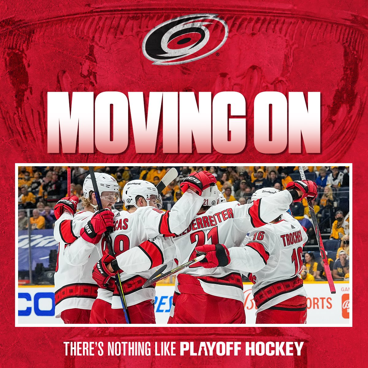 NBCSportsHockey's tweet photo. There's a storm brewing in Raleigh, North Carolina.

The @Canes are MOVING ON! #LetsGoCanes https://t.co/kRmlbqn2qw