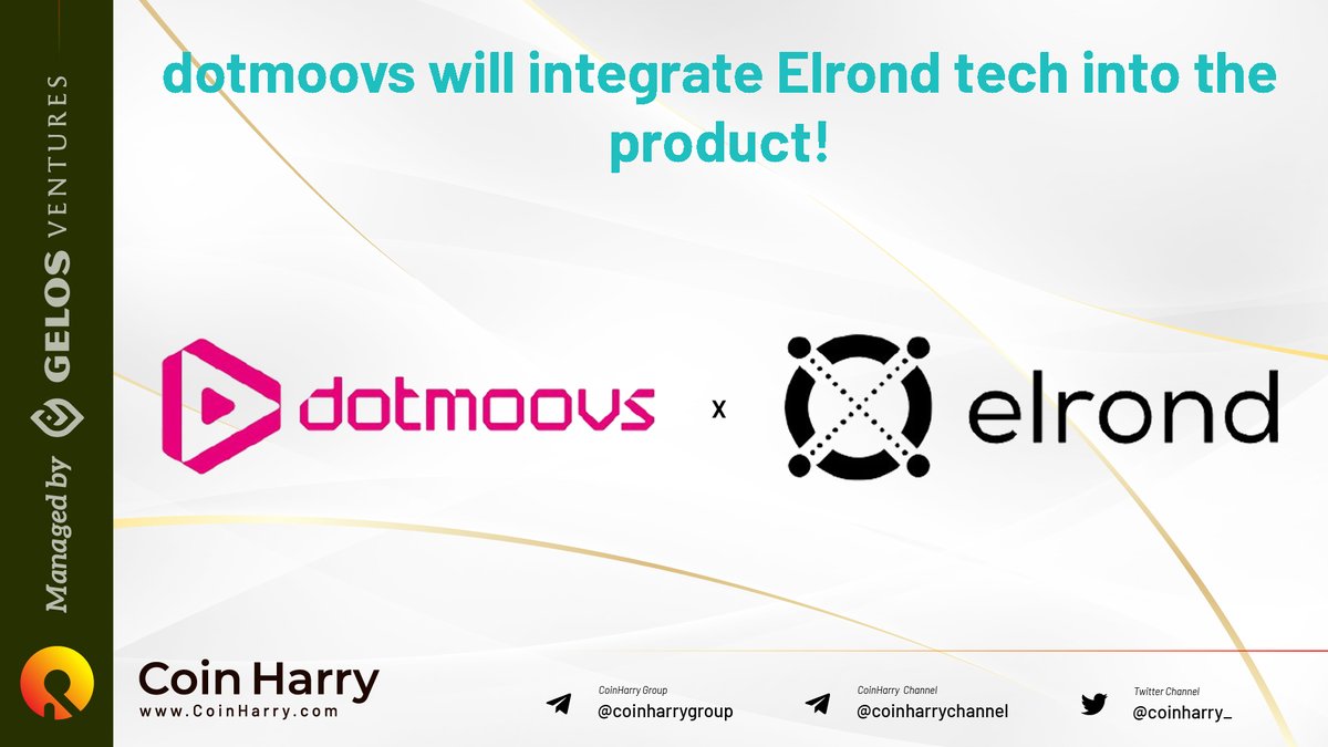 GelosGlobal's tweet photo. #dotmoovs will integrate @ElrondNetwork tech into the product!

👉 https://t.co/jVZSoKYMP9 https://t.co/kPd78g38dy