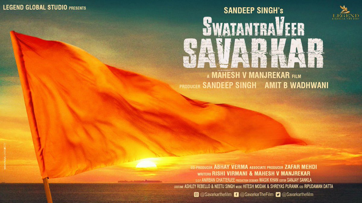 KomalNahta's tweet photo. MEGA ANNOUNCEMENT: Filmmaker #SandeepSingh signs @manjrekarmahesh to direct #SwatantraVeerSavarkar. The film to be produced by  @thisissandeeps  @amitbwadhwani 

The makers have announced the film on #VeerSavarkar's 138th Birth Anniversary https://t.co/X79CZ44zll
