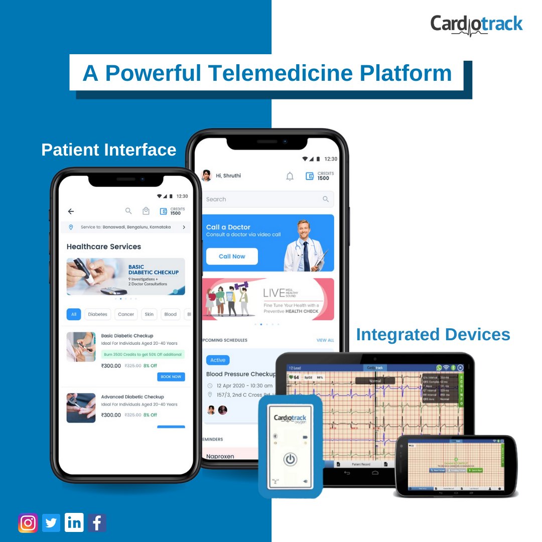 cardiotrak's tweet photo. #Cardiotrack is a telemedicine platform with integrated medical devices with empathetic medical staff, ensuring completeness of prognosis & reduce follow-up calls with patients.
#telehealth #telemedicine #digitalhealth #healthcare #cardiotracknow #healthcareforall #healthsector https://t.co/9fAENNMlfF