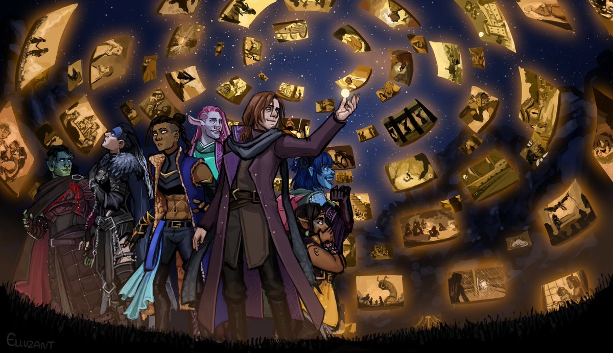elluzant's tweet photo. Critical Role has been a BIG part of my life for the last 3 yrs. It's what pushed me to pursue art, what got me past rough bits of life

Nothing but gratefulness for this bunch of nerdy ass voice actors for letting us tag along ♥️#criticalrole #criticalroleart #criticalrolefanart https://t.co/74TDdmWurv