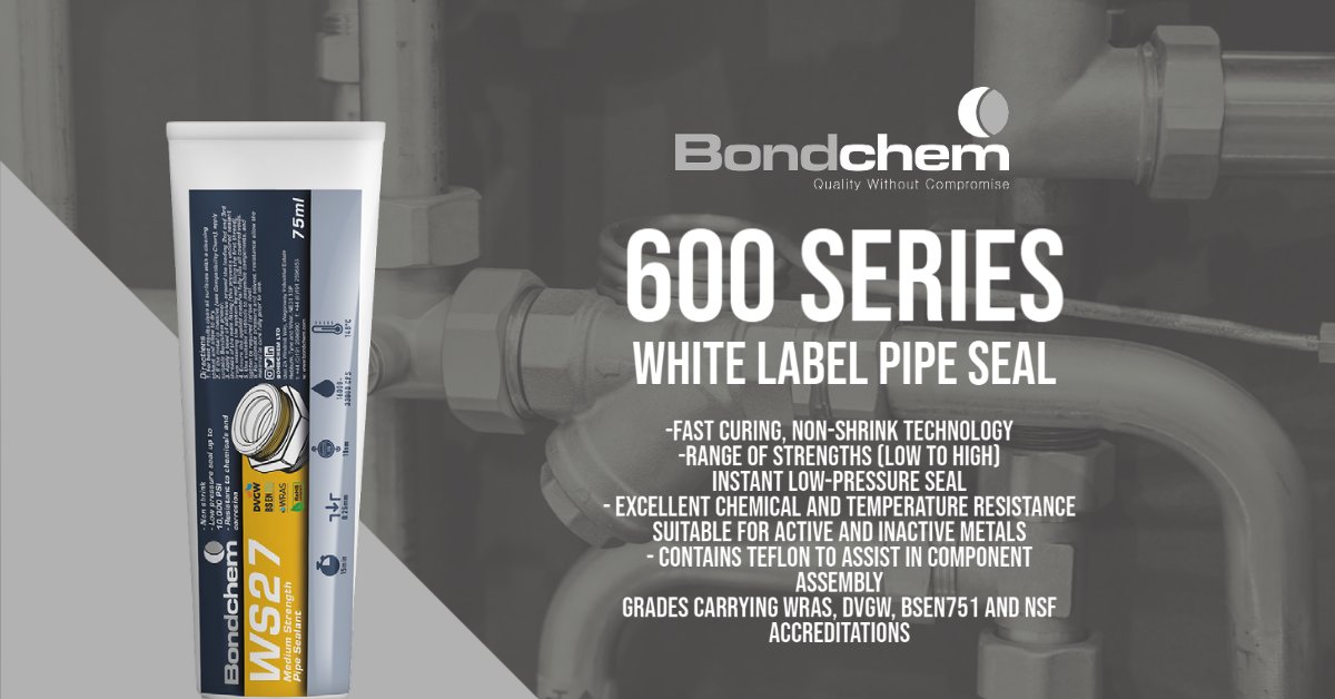 Bondchem's tweet photo. Pipesealants are commonly used to seal and lock metal pipes, fittings and flanges for a cross section of industrial applications, offering controlled performance and uniformity within your assembled system.

#pipeseal #pipesealants #automotives #anaerobic #sealants #adhesives https://t.co/MW0qNytOYE