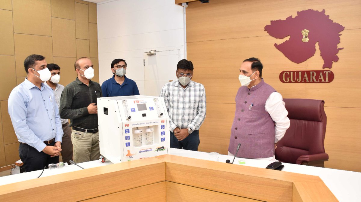 Cmo Gujarat A Plug And Play Type Portable Oxygen Concentrator With 10 Liters Per Minute Capacity Developed By A Group Of Youth At Frebi Technology Of Rajkot Realizing The Vision Of Makeingujarat Under